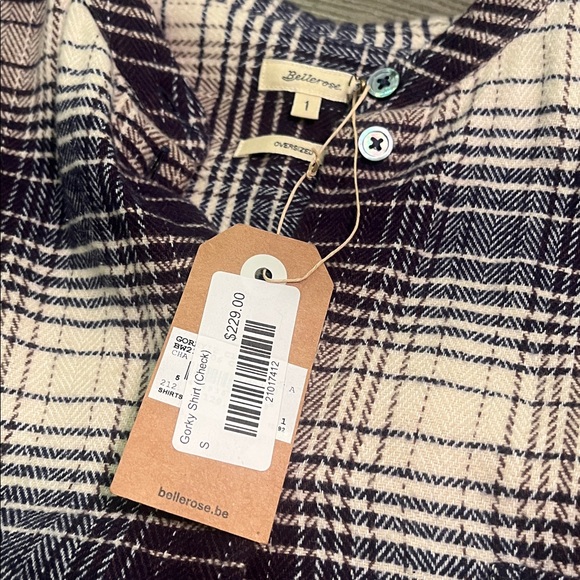 Bellerose Gorky check shirt 100% cotton size 1 L/XL NWT - Picture 4 of 8